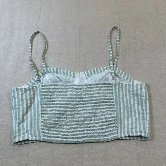 Anthropologie | Striped Bustier Crop Top Sage Green | Women's XS - Picture 3 of 7